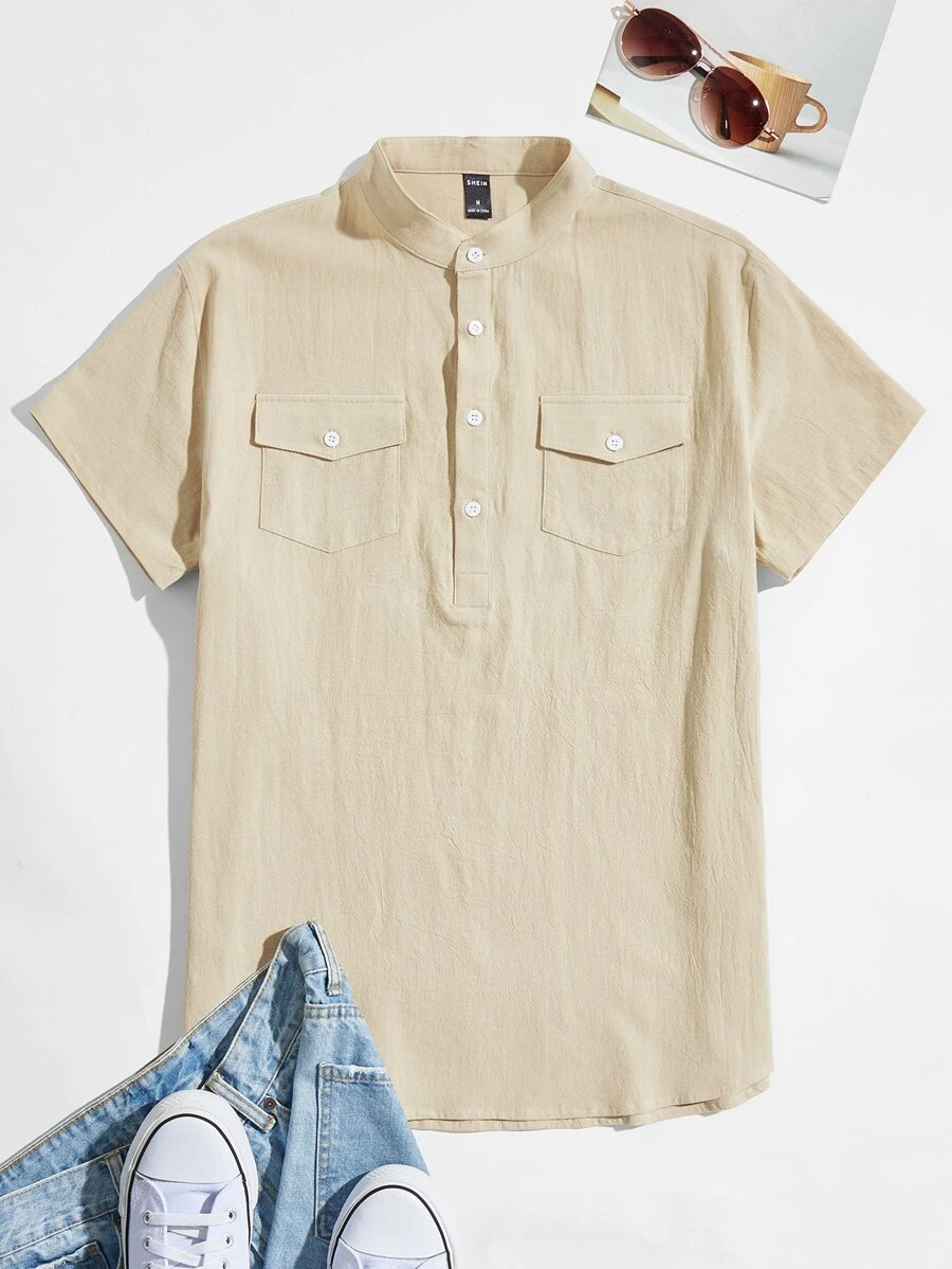 Chemise poche à rabat à boutons