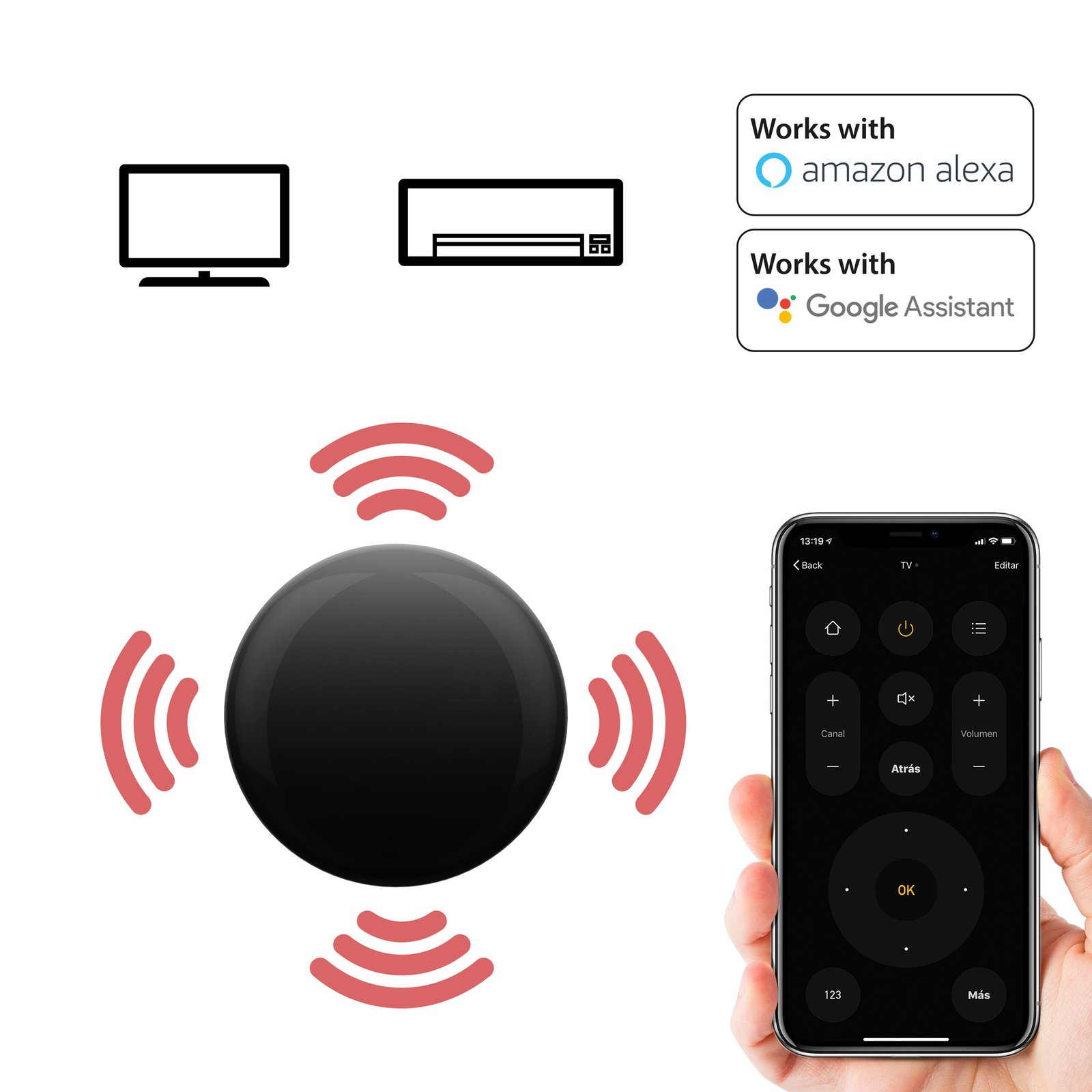 Télécommande WiFi universelle - compatible avec Alexa et Google Home