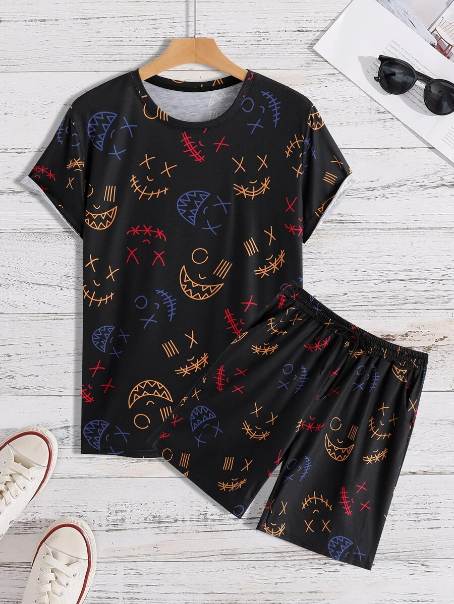 Ensemble T-shirt dessin animé T-shirt & à cordon Short